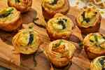 Vegetarian pie - Spinach, feta & potato pie & egg