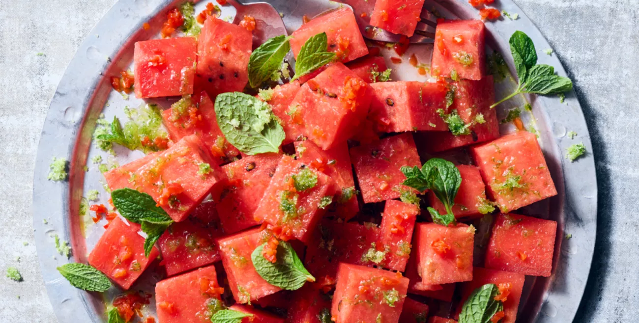 Watermelon with lime & chilli sugar
